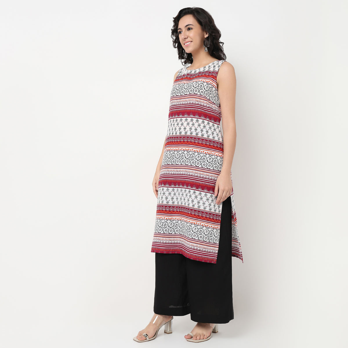 Order Now Women Printed Boat Neck Straight Fit Ethnic Wear Kurta by Style Union