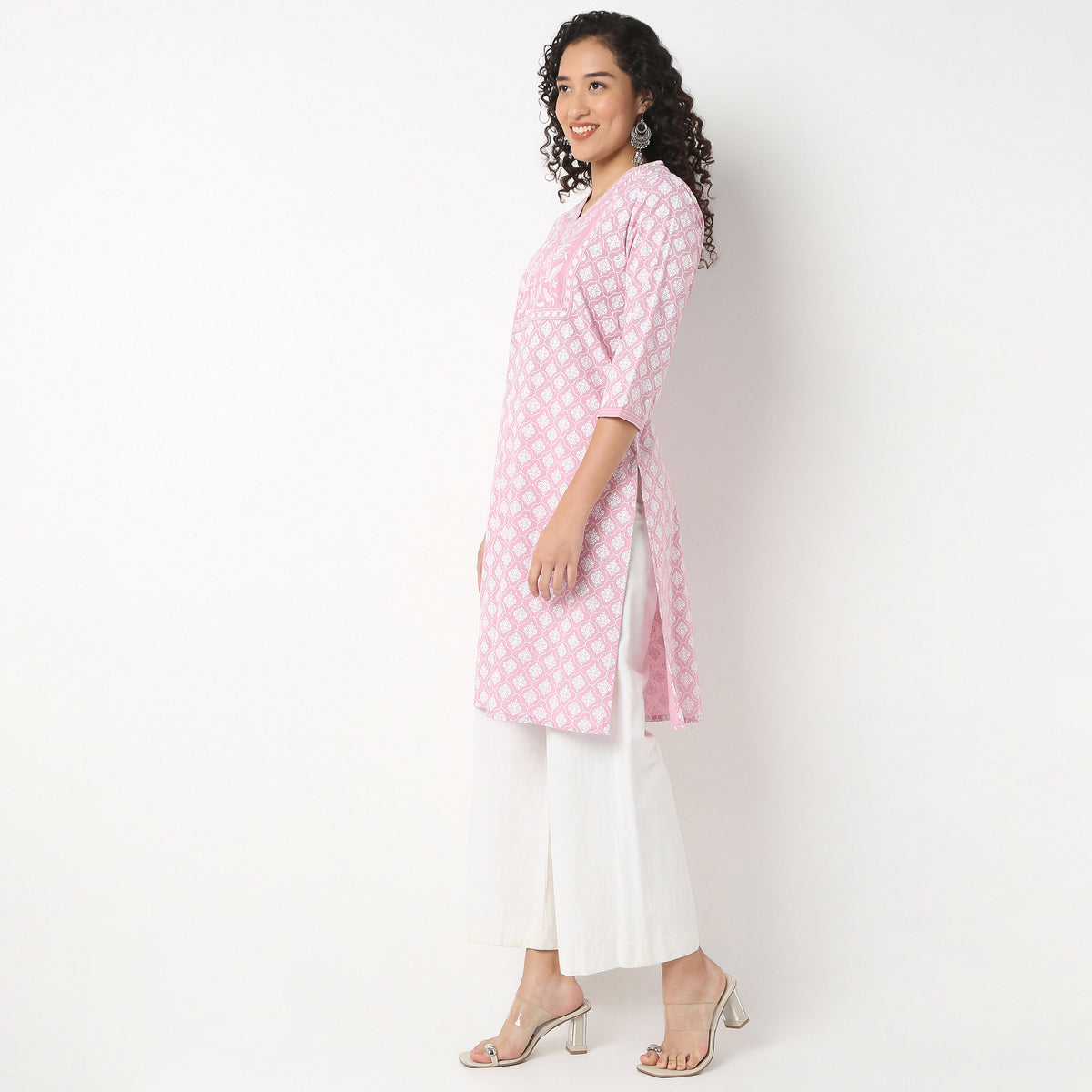 Embroidered Yoke Printed Kurta