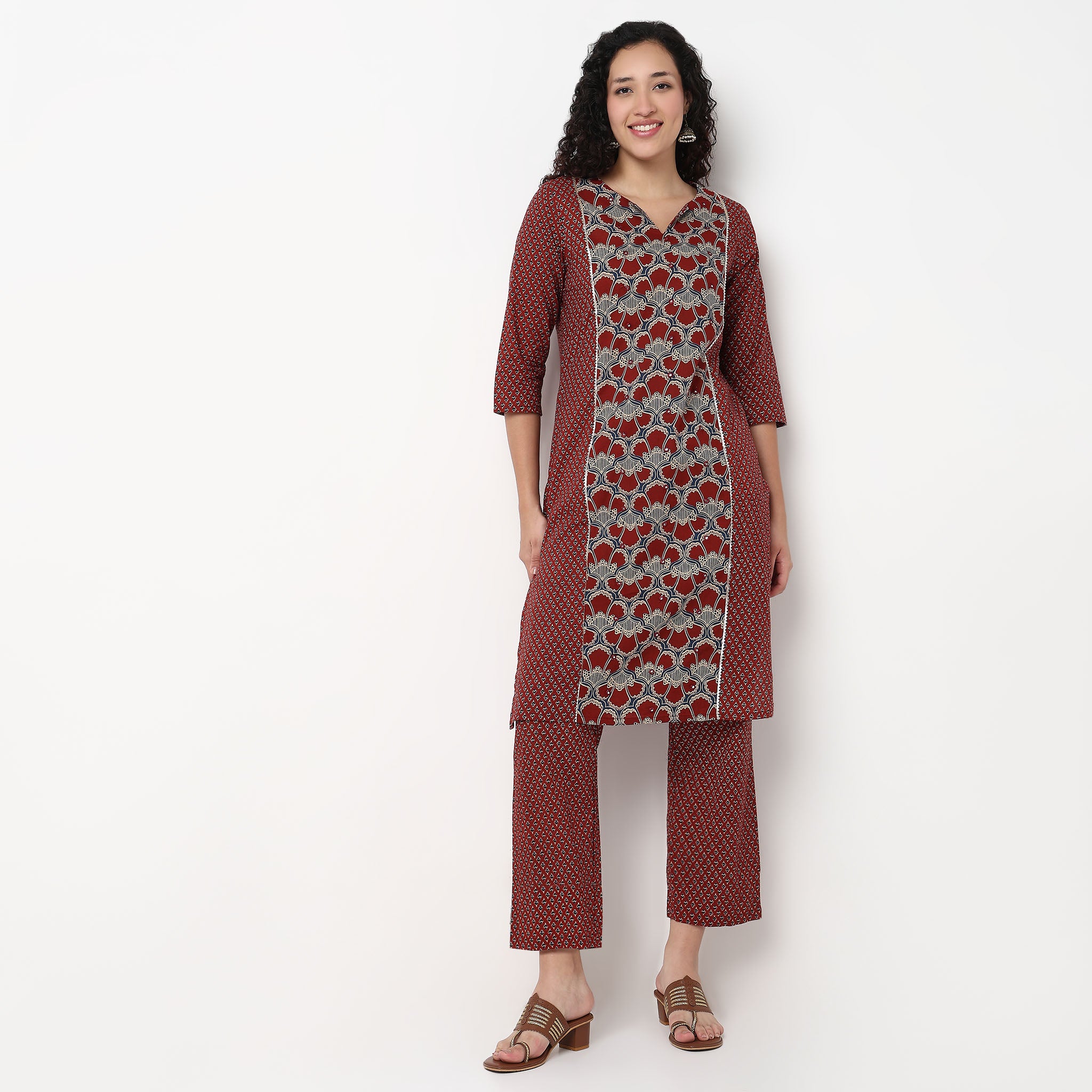Centre Panel Printed Long Kurta