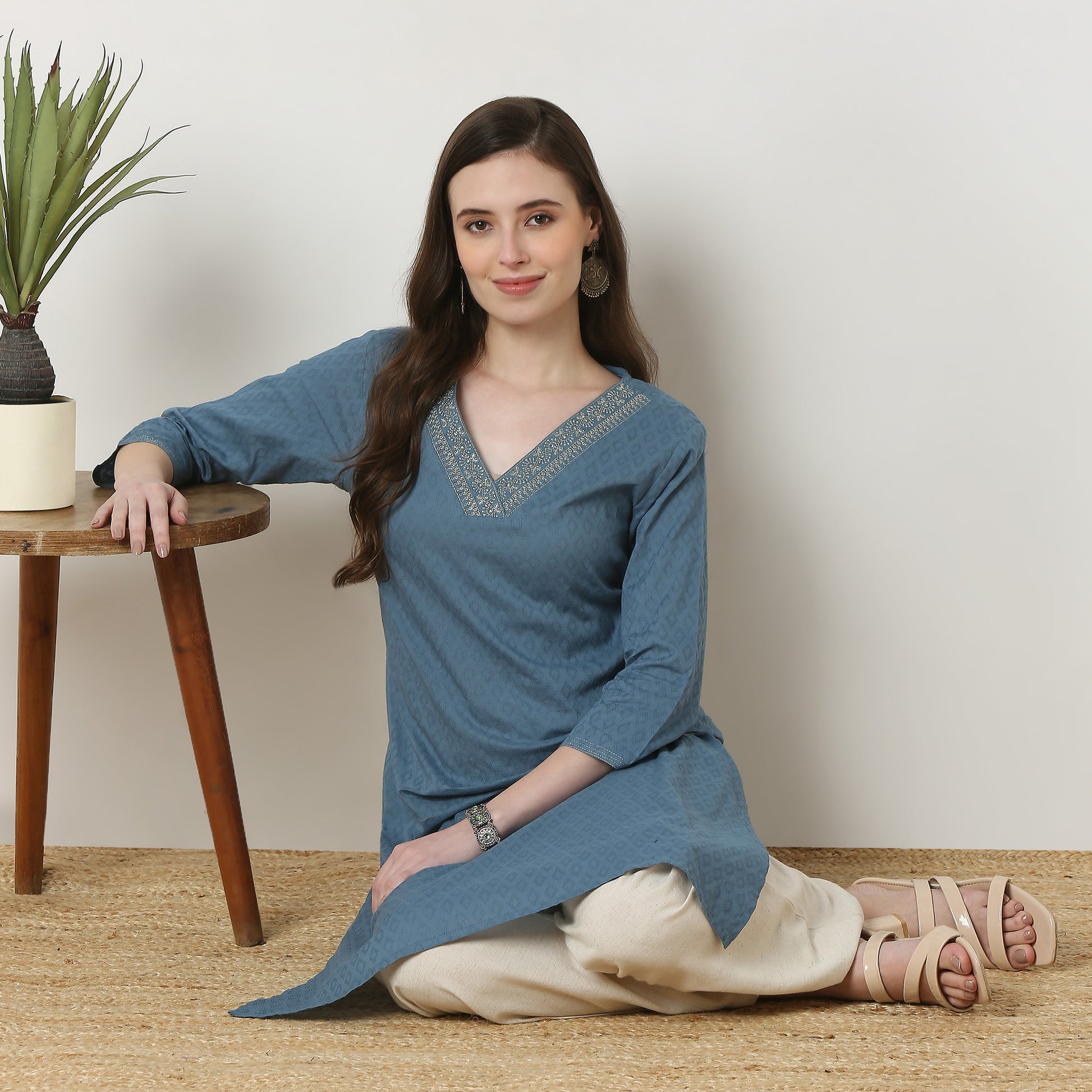 Embroidered Cotton Fabric Kurta