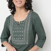 Order Now Women Embroidered Round Neck Straight Fit Ethnic Wear Kurta by Style Union