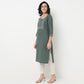 Order Now Women Embroidered Round Neck Straight Fit Ethnic Wear Kurta by Style Union