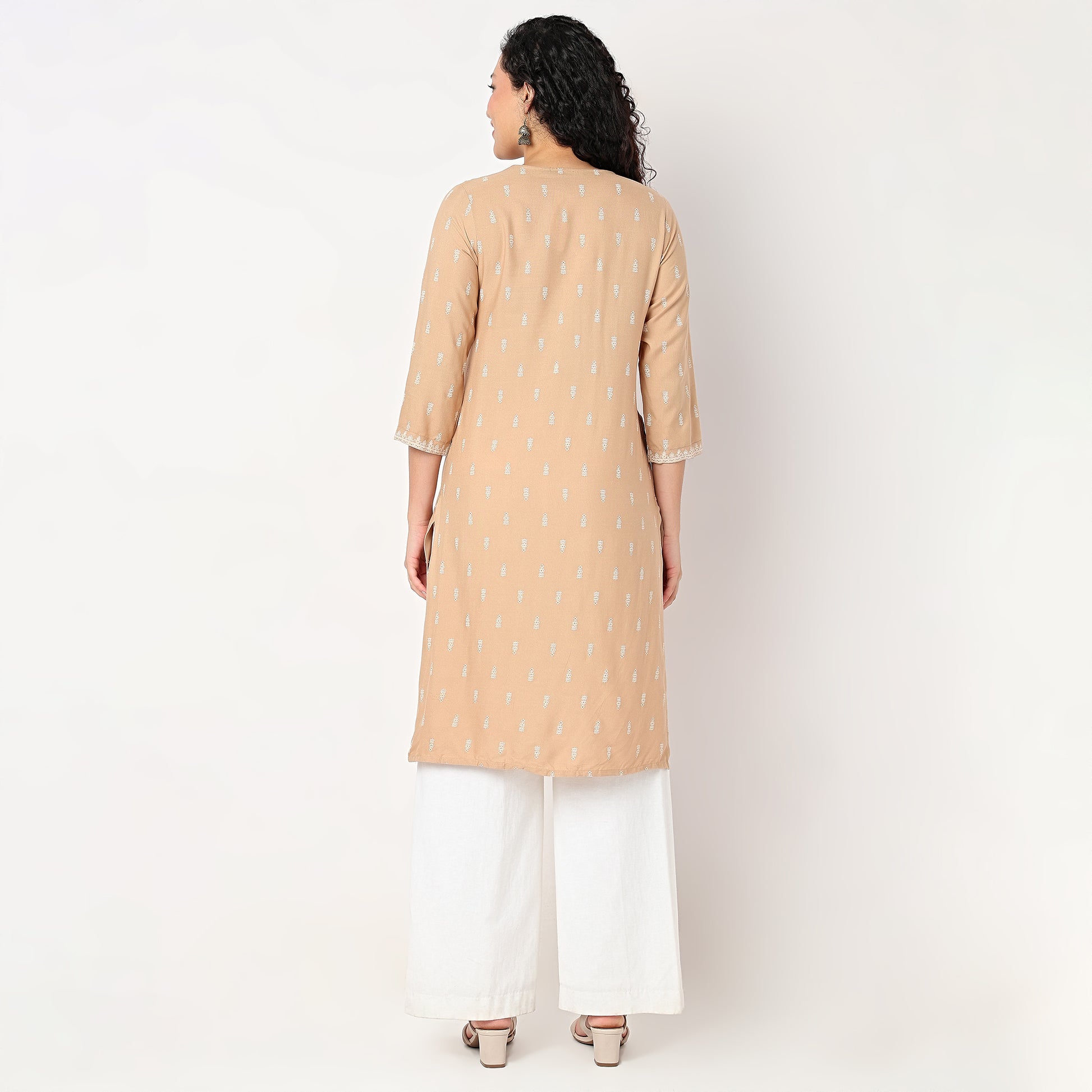 Printed Yoke V-Neck Kurta