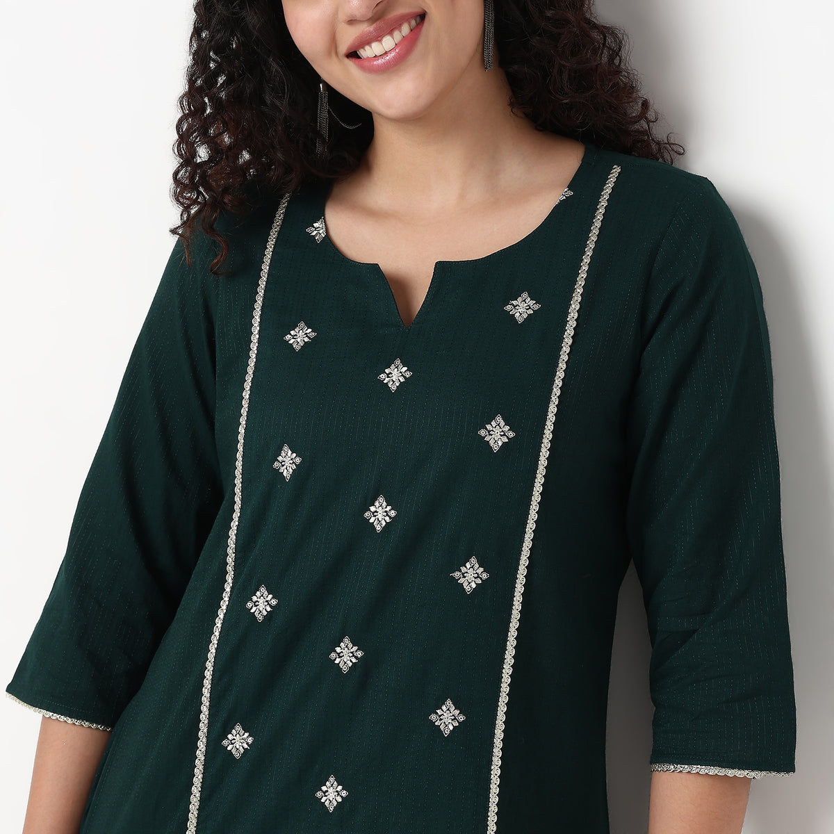 Centre Panel Embroidered Long Kurta