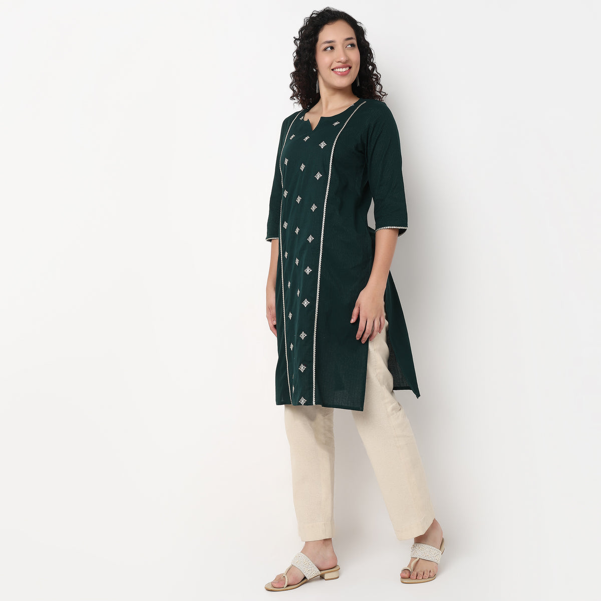 Centre Panel Embroidered Long Kurta