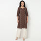 Buy Women Straight Fit Embroidered Three-Fourth Sleeve Kurta  - Style Union