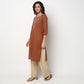 Buy Women Straight Fit Embroidered Three-Fourth Sleeve Kurta  - Style Union