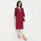 Order Now Women Embroidered V Neck Straight Fit Ethnic Wear Kurta by Style Union
