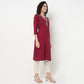 Order Now Women Embroidered V Neck Straight Fit Ethnic Wear Kurta by Style Union