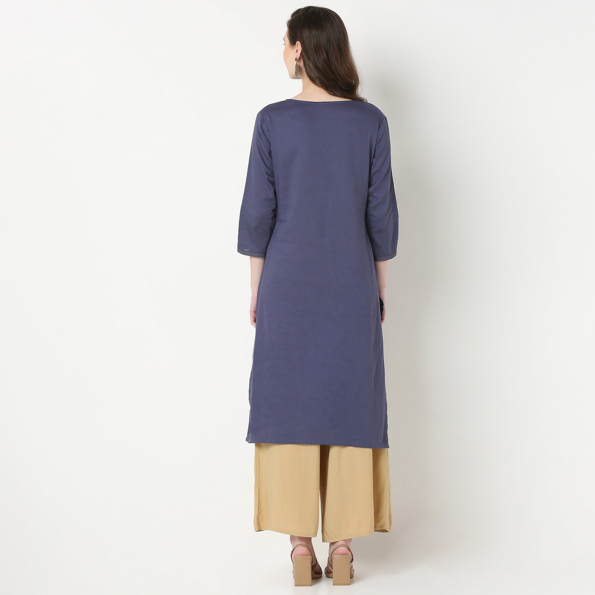 Embroidered Yoke Long Kurta