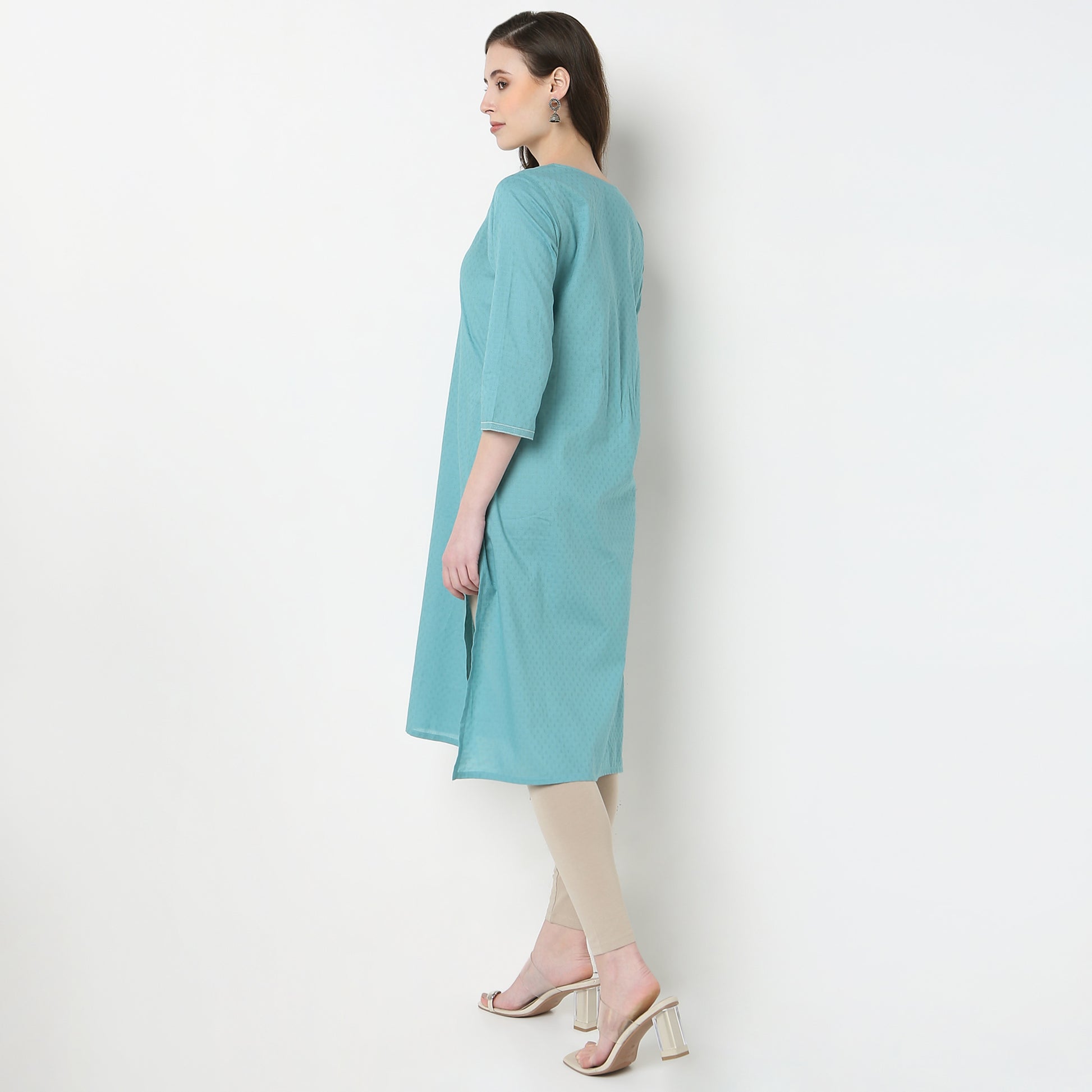 Embroidered Yoke Long Kurta