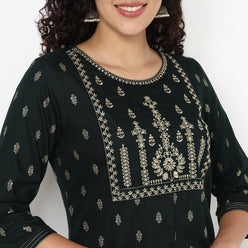 Embroidered Yoke Long Kurta