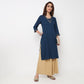V-Neck With Gusset & Couching Long Kurta
