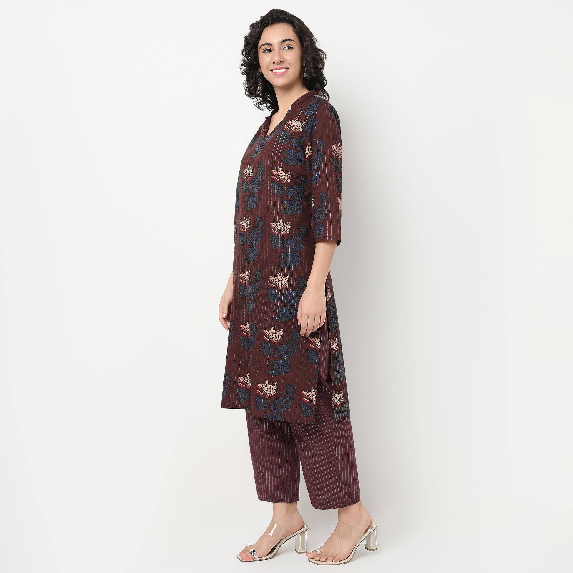 Order Now Women Floral V Neck Straight Fit Ethnic Wear Kurta by Style Union