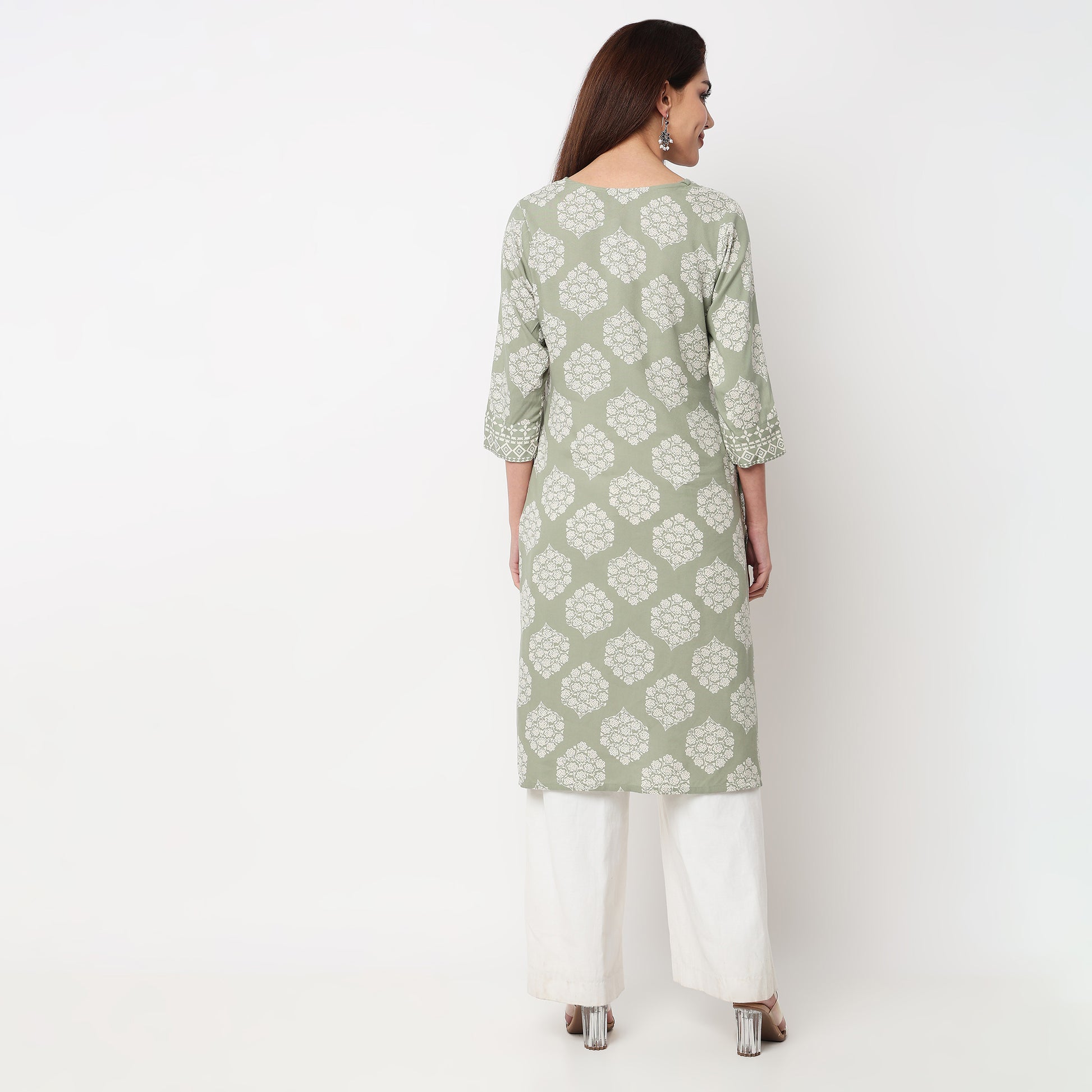 V-Neck Printed Kurta