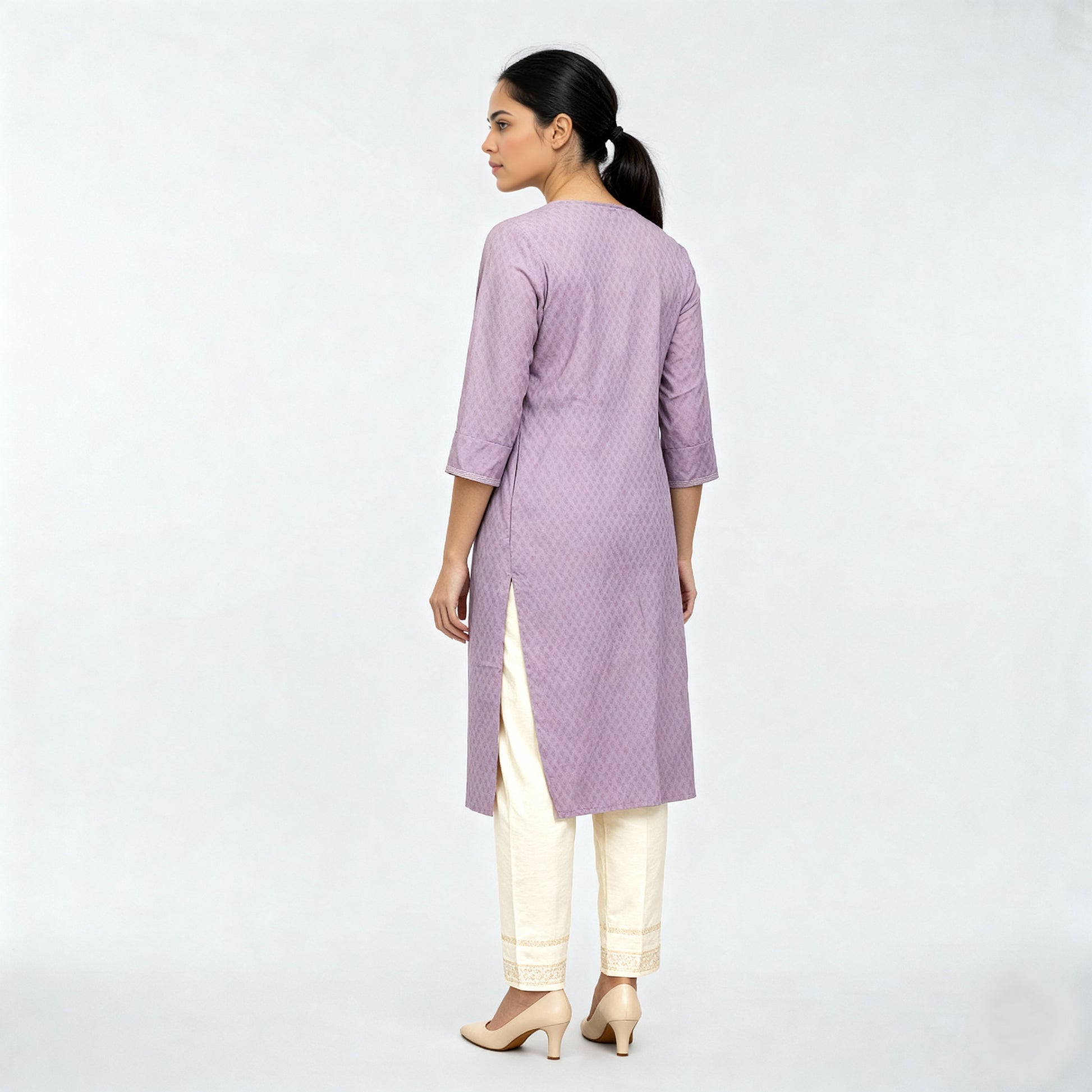 Embroidered Cotton Yoke Kurta