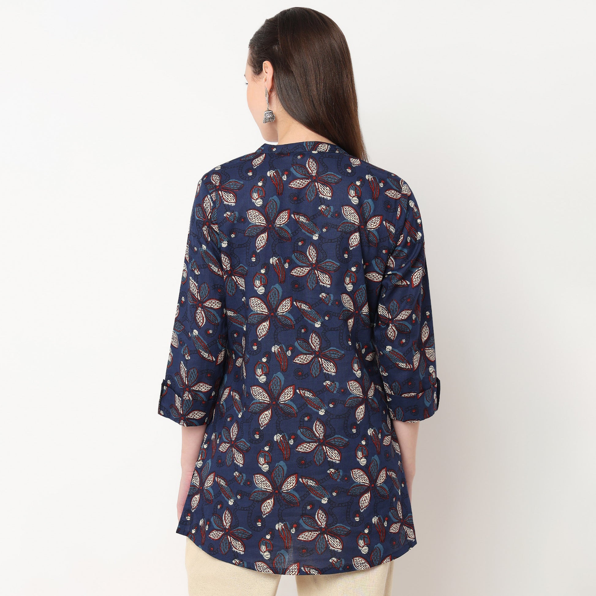 Half Placket Printed Short Kurta