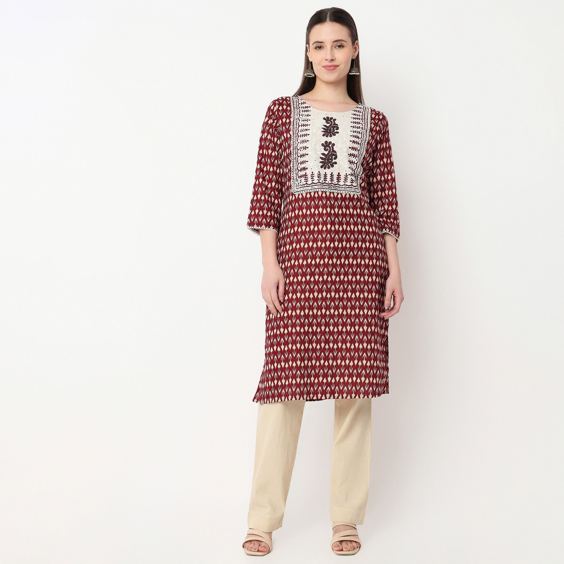 Printed Yoke Long Kurta