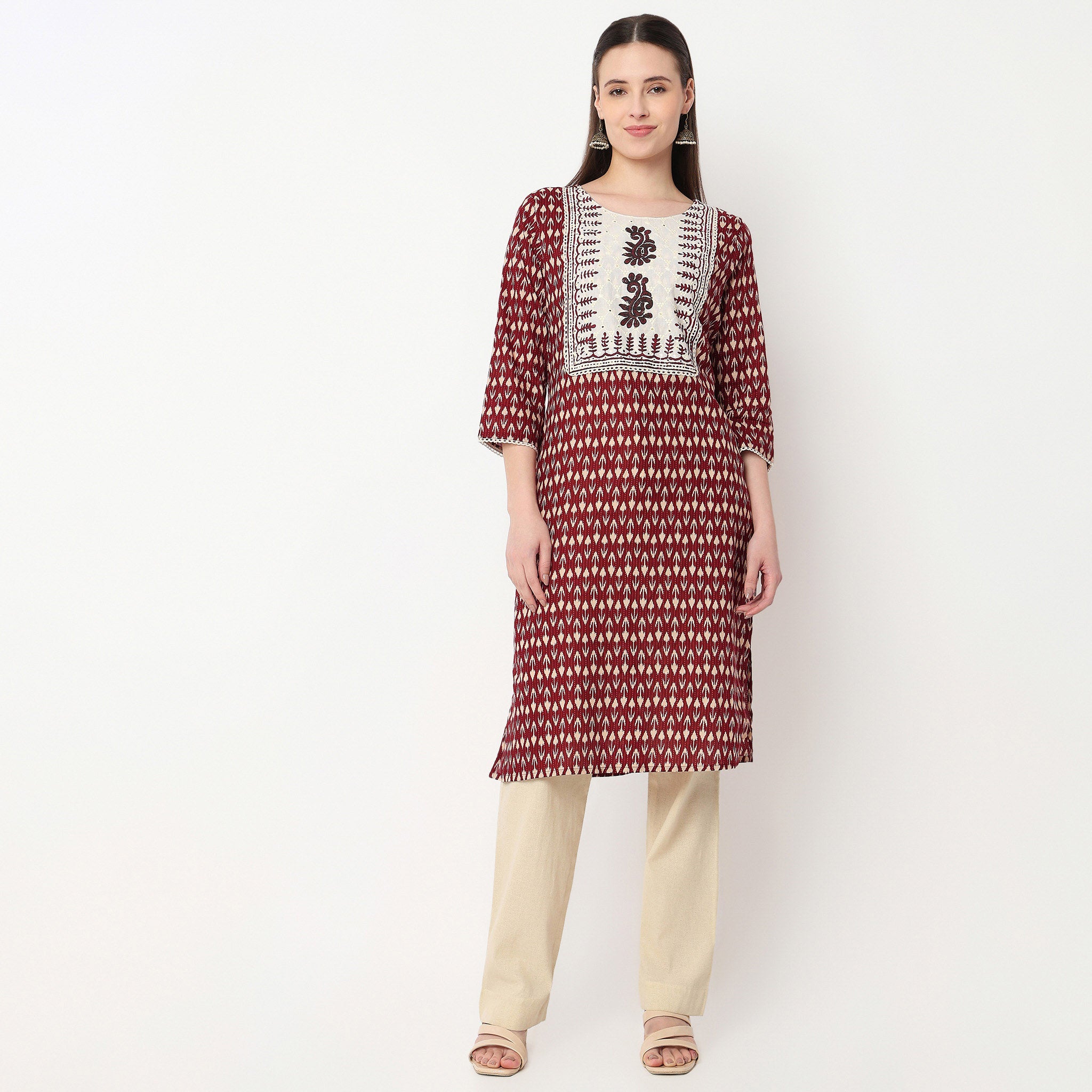 Printed Yoke Long Kurta