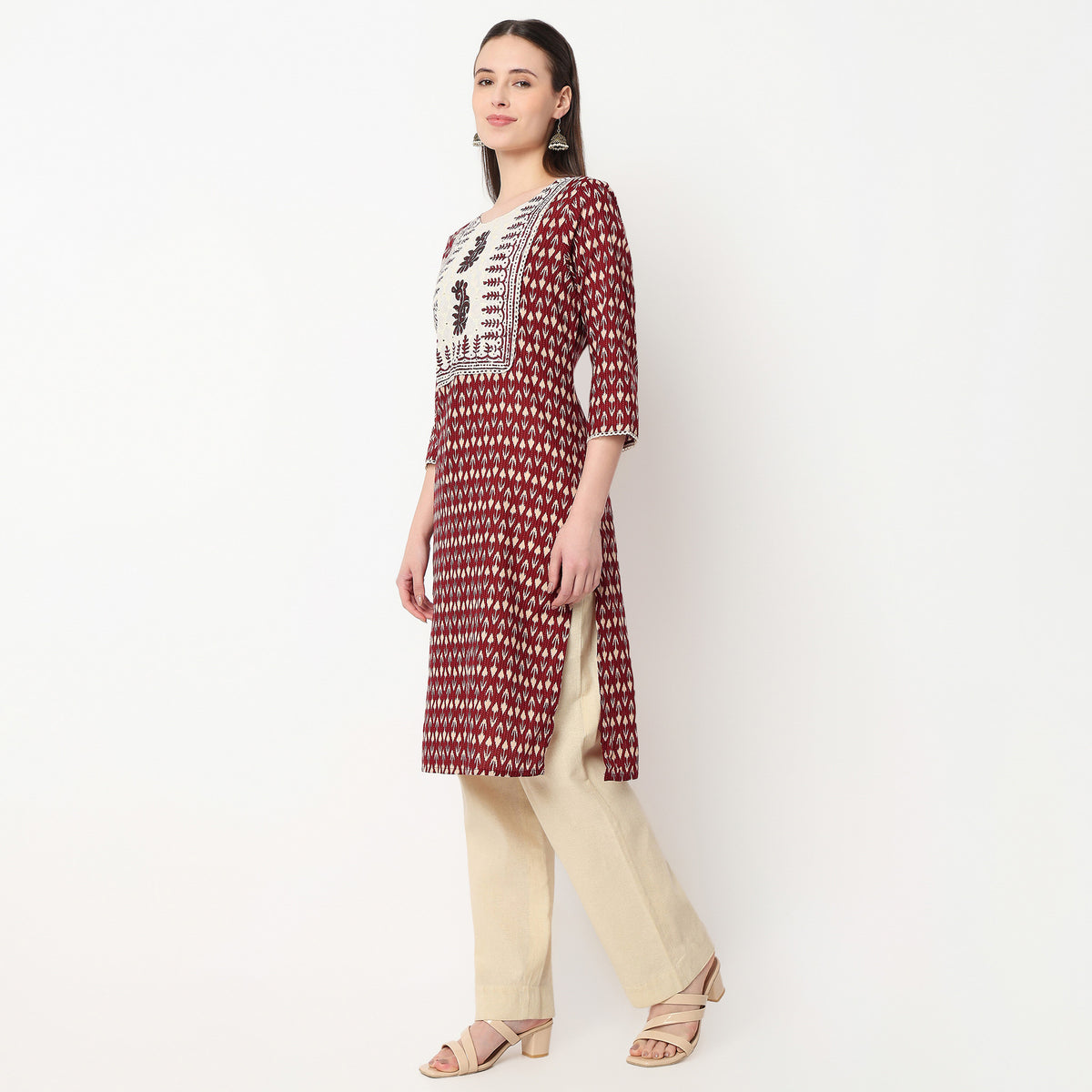 Printed Yoke Long Kurta