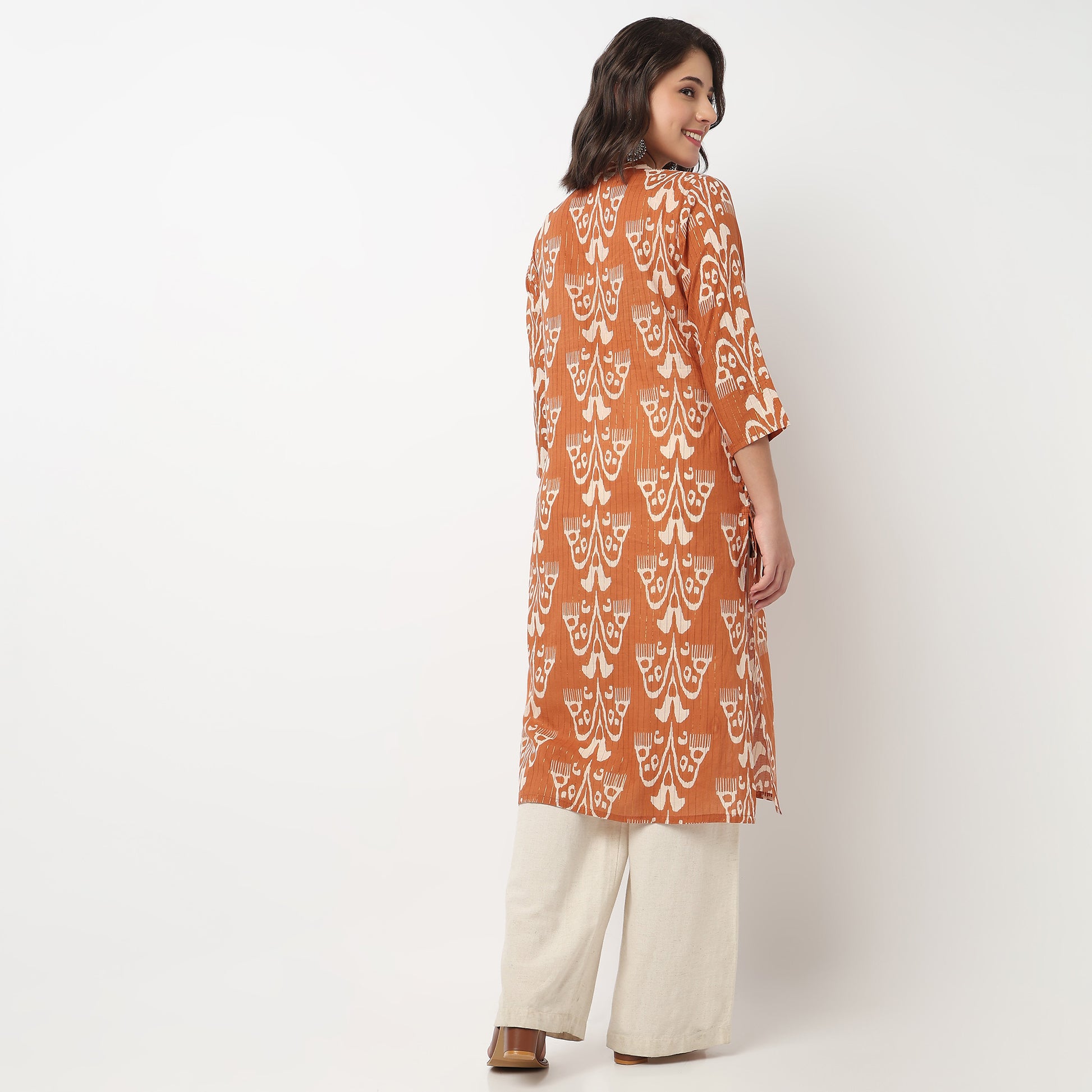 V-Neck Printed Long Kurta