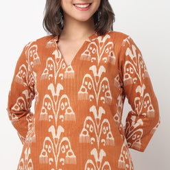 V-Neck Printed Long Kurta