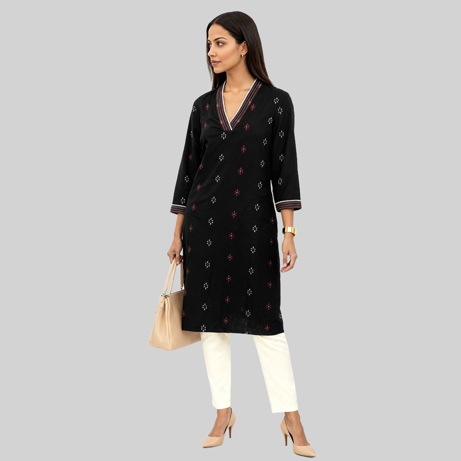 V Neck With Gusset Long Kurta