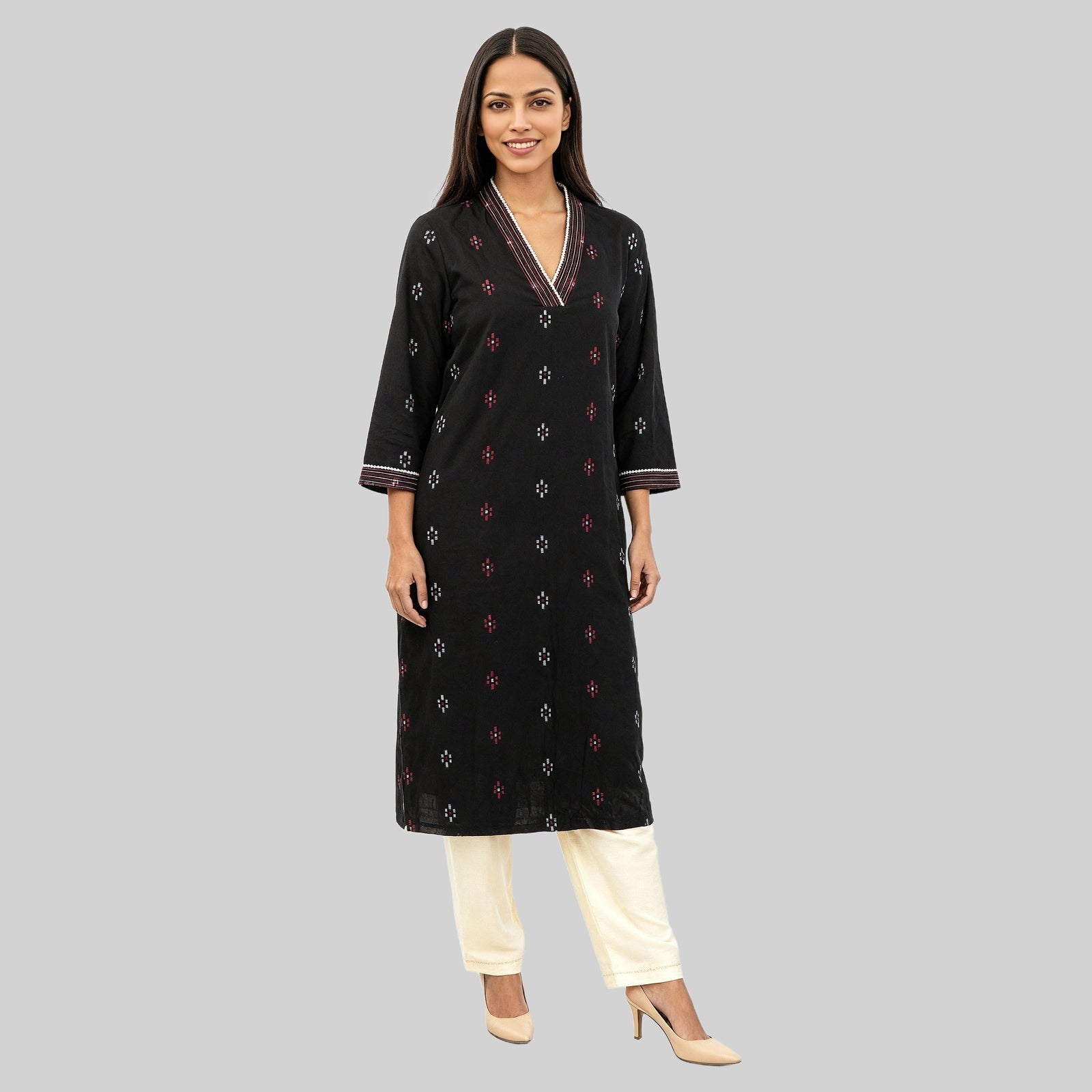 V Neck With Gusset Long Kurta