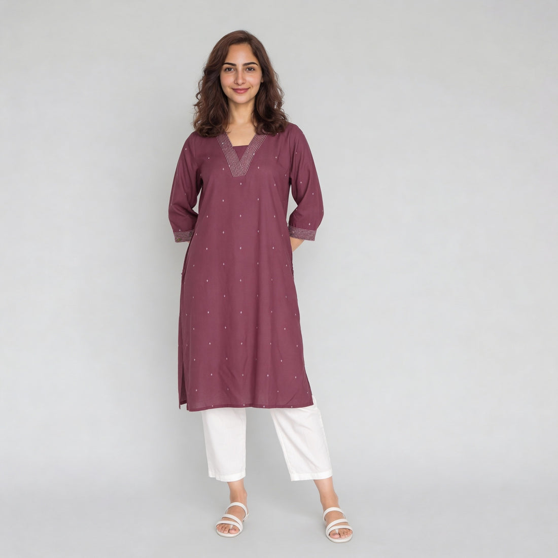 Rayon Printed Three-Fourth Sleeve Kurta