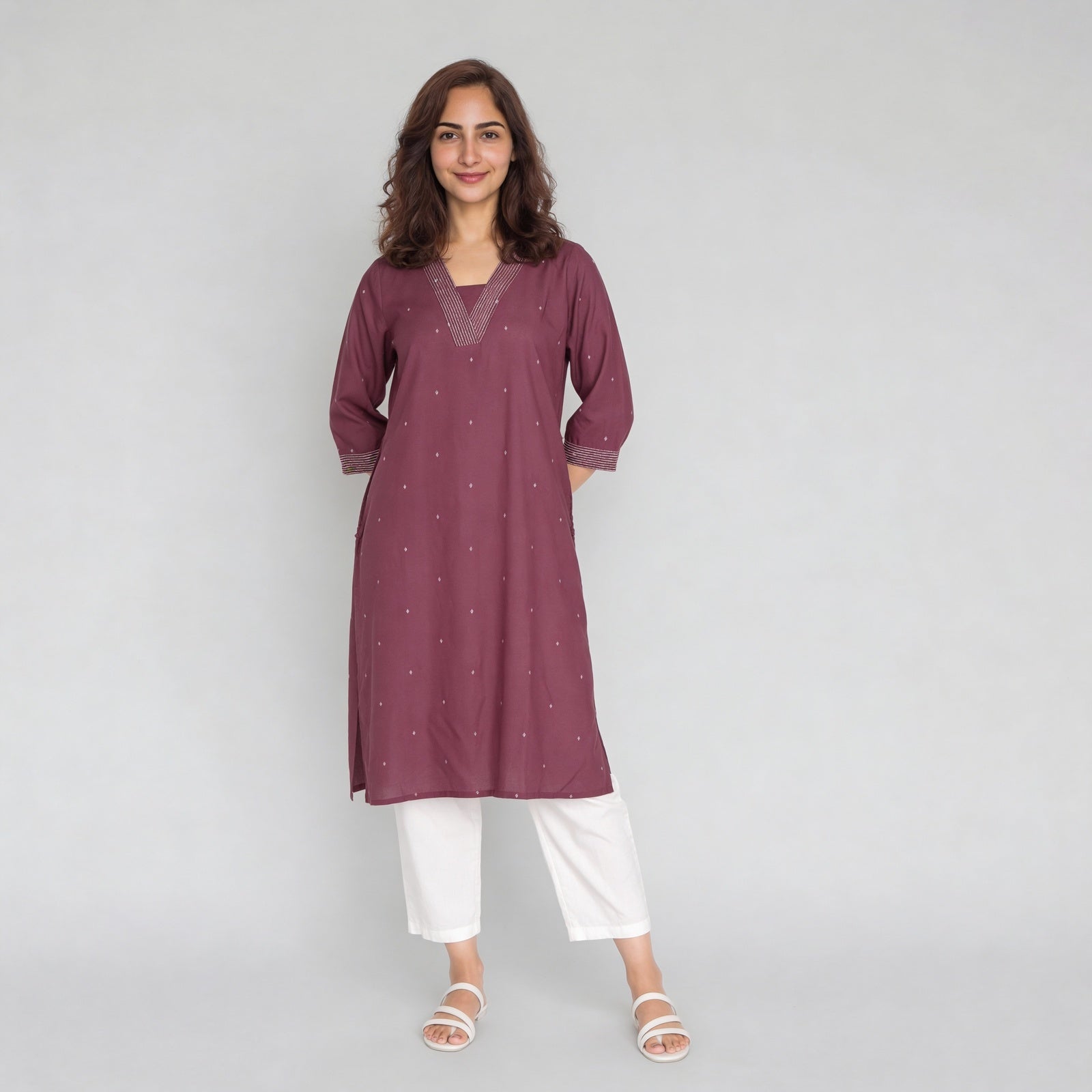 Rayon Printed Three-Fourth Sleeve Kurta