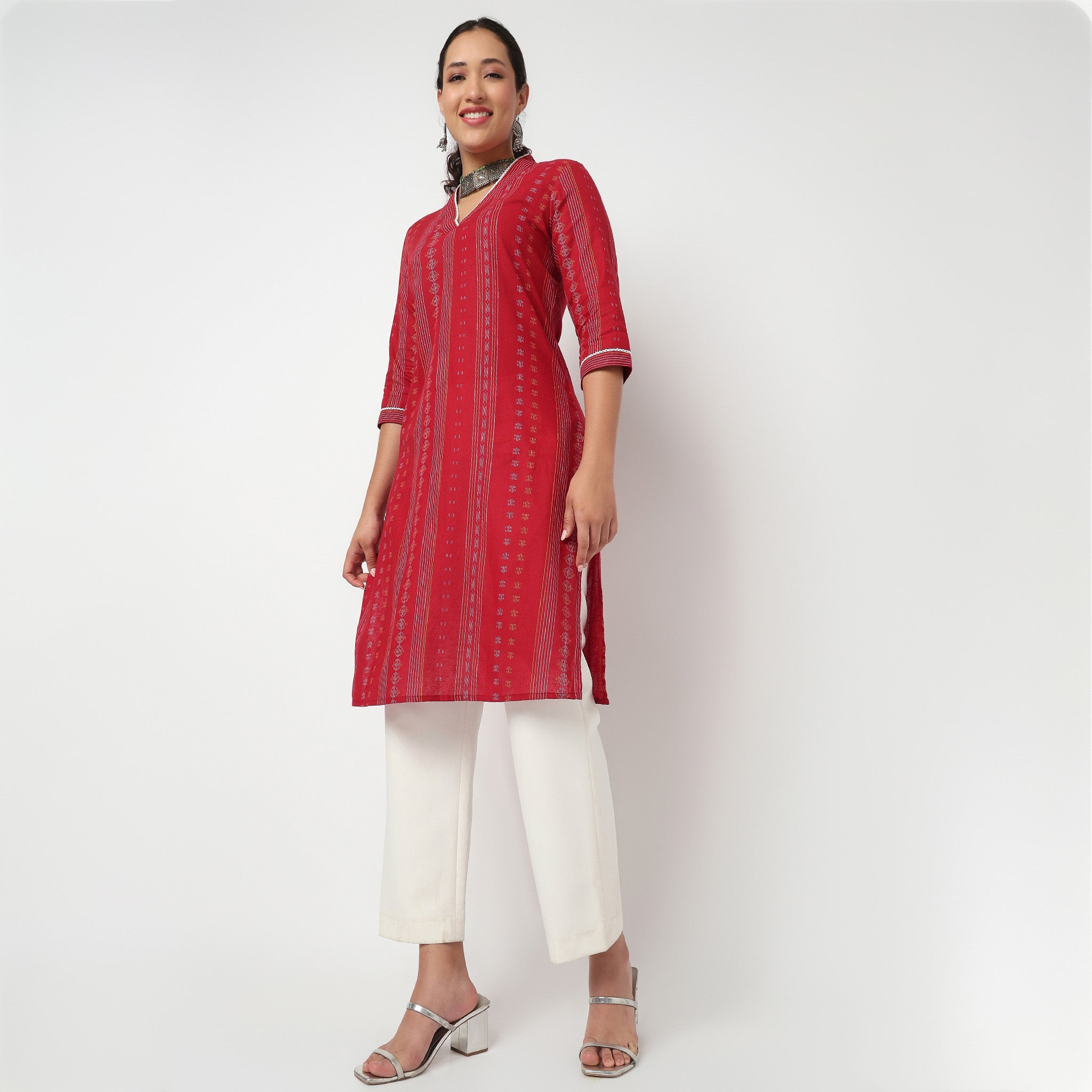 V Neck With Gusset Long Kurta
