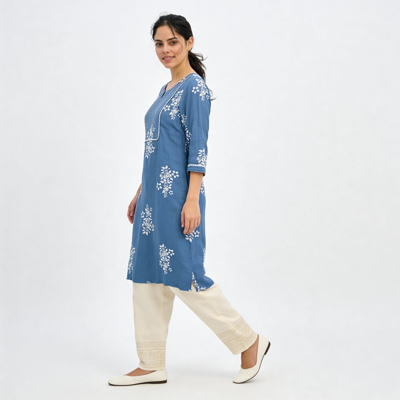 Printed Yoke Long Kurta