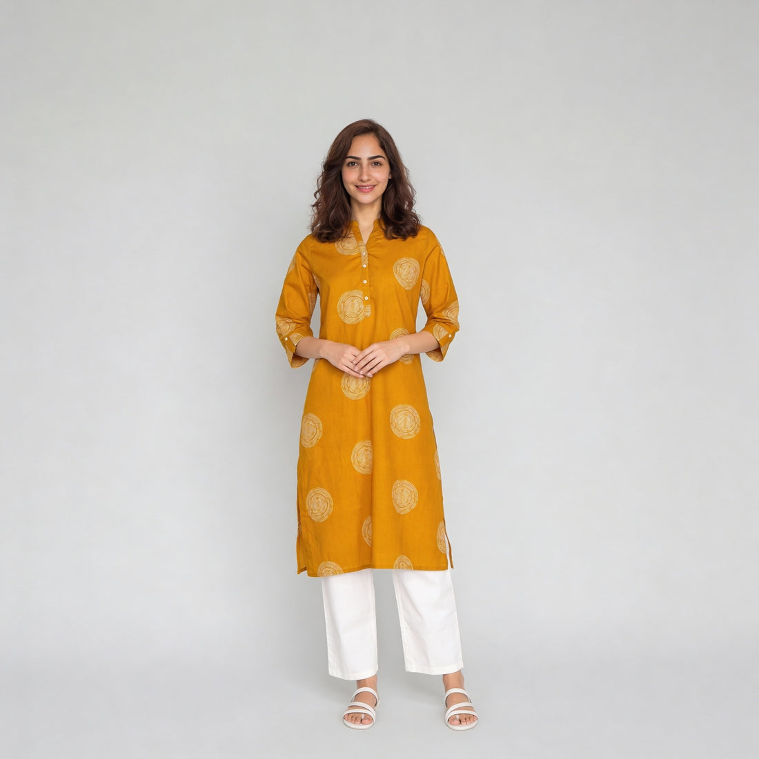 Cotton Printed Three-Fourth Sleeve Kurta