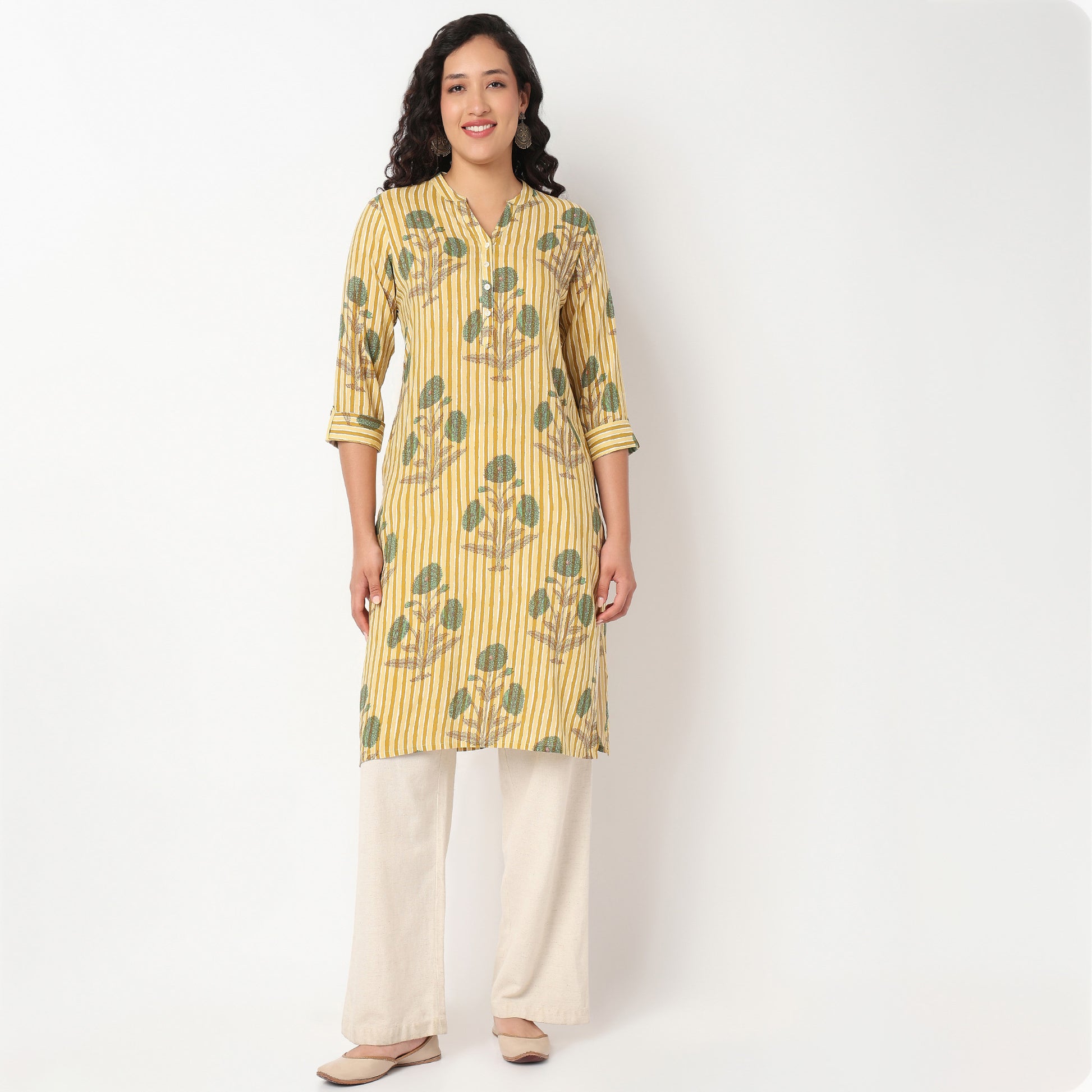 Half Placket Rayon Long Kurta