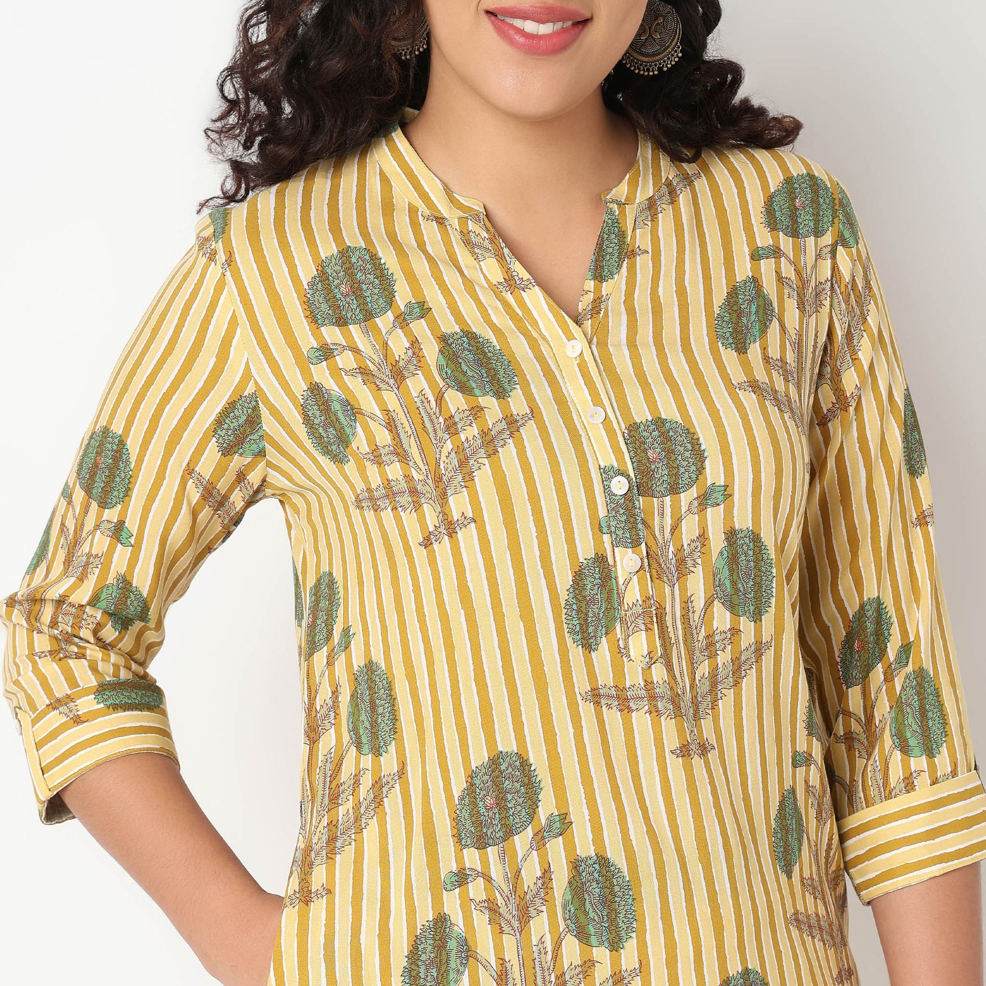 Half Placket Rayon Long Kurta