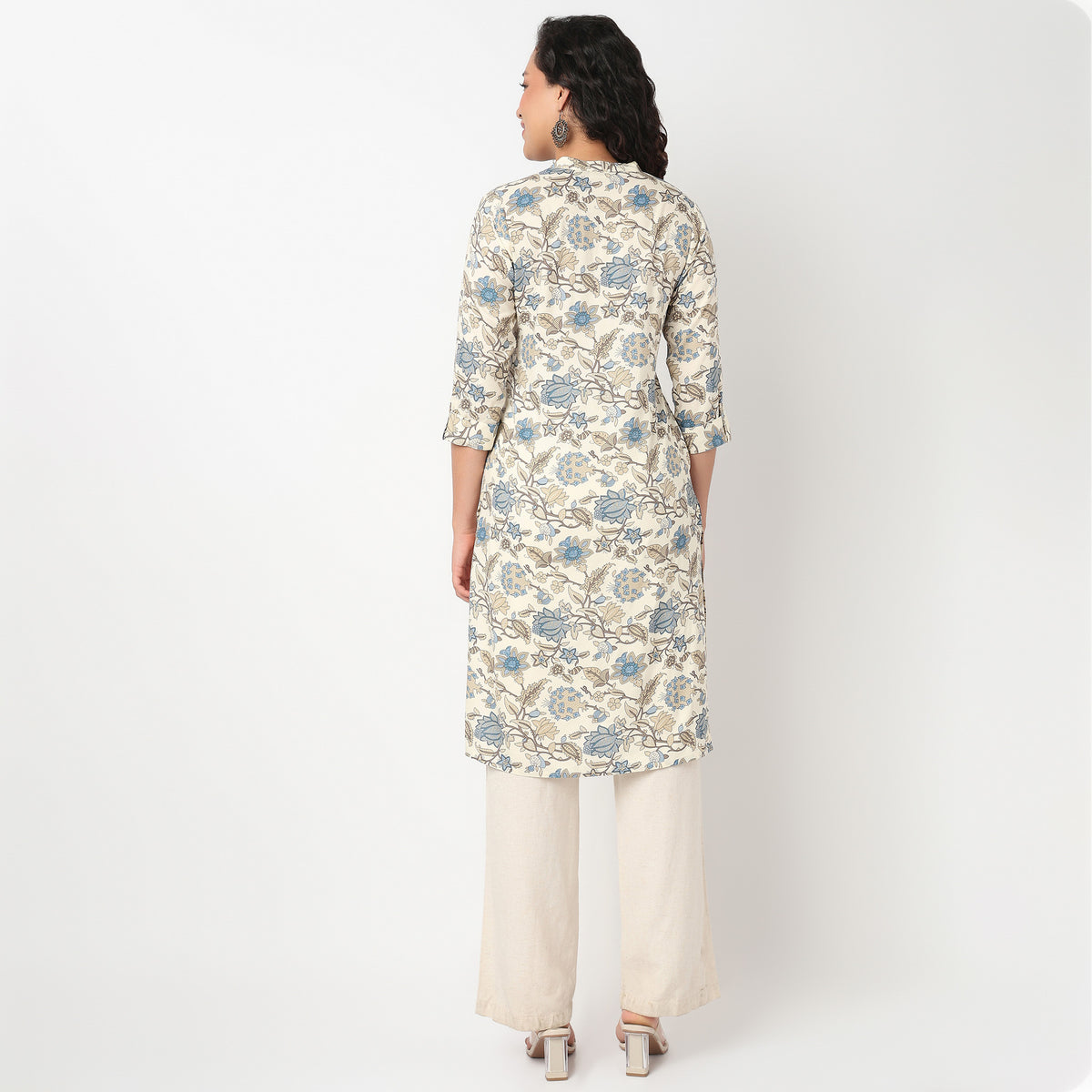 V Neck With Lace Detailing Long Kurta