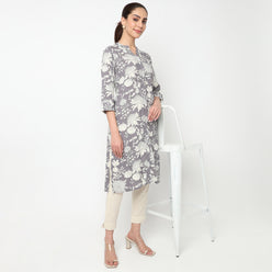 V Neck With Lace Detailing Long Kurta