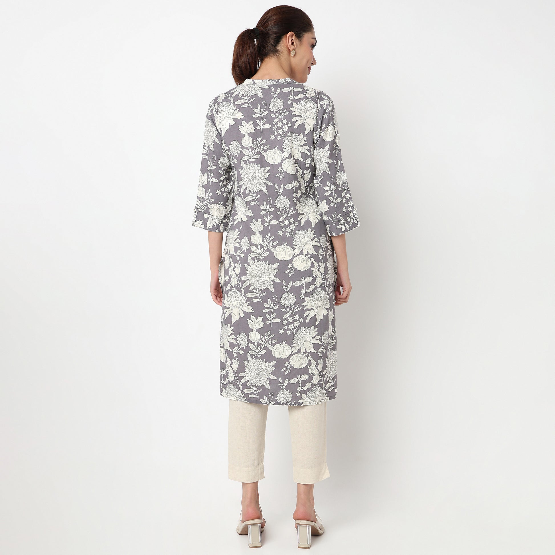 V Neck With Lace Detailing Long Kurta