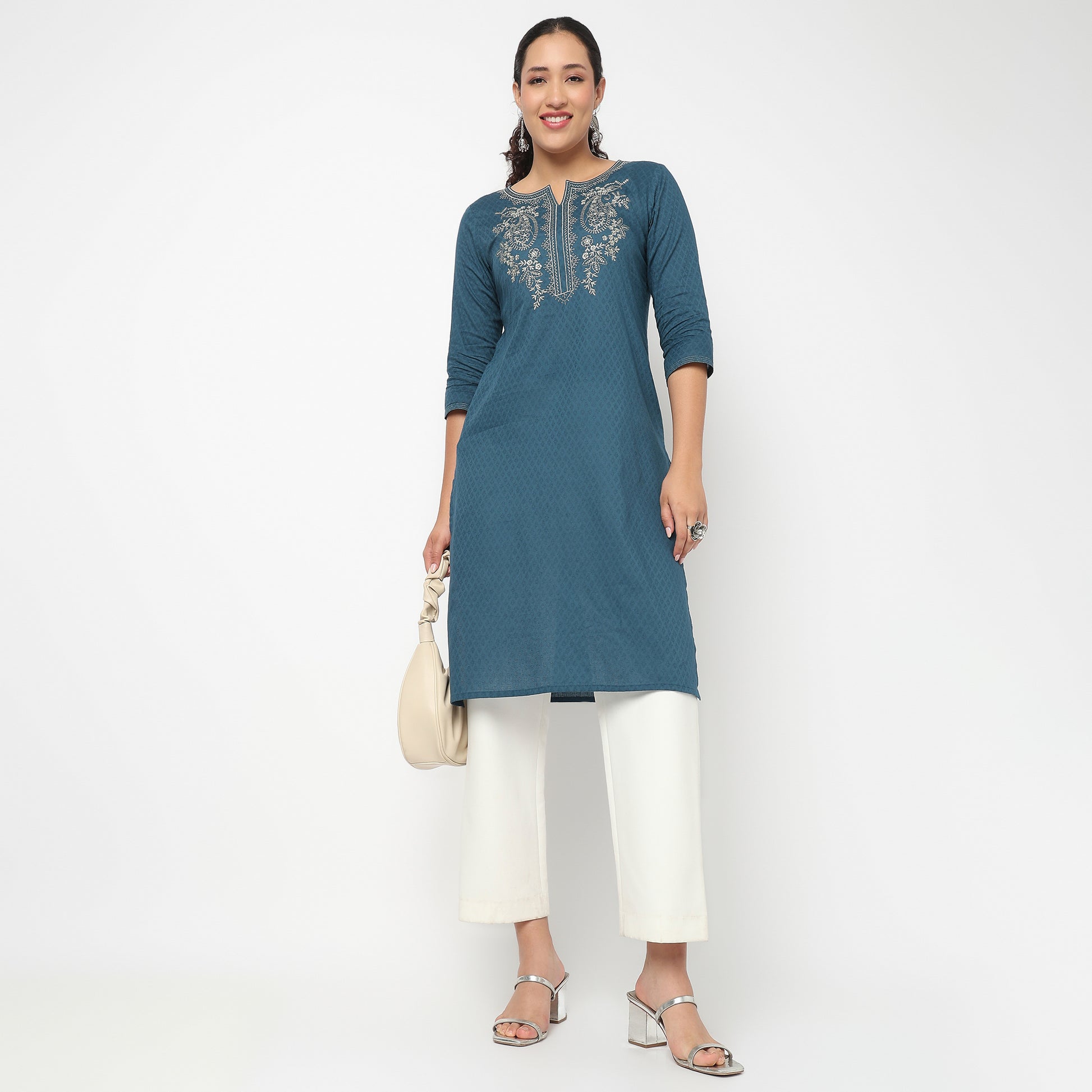 Embroidered Yoke Kurta