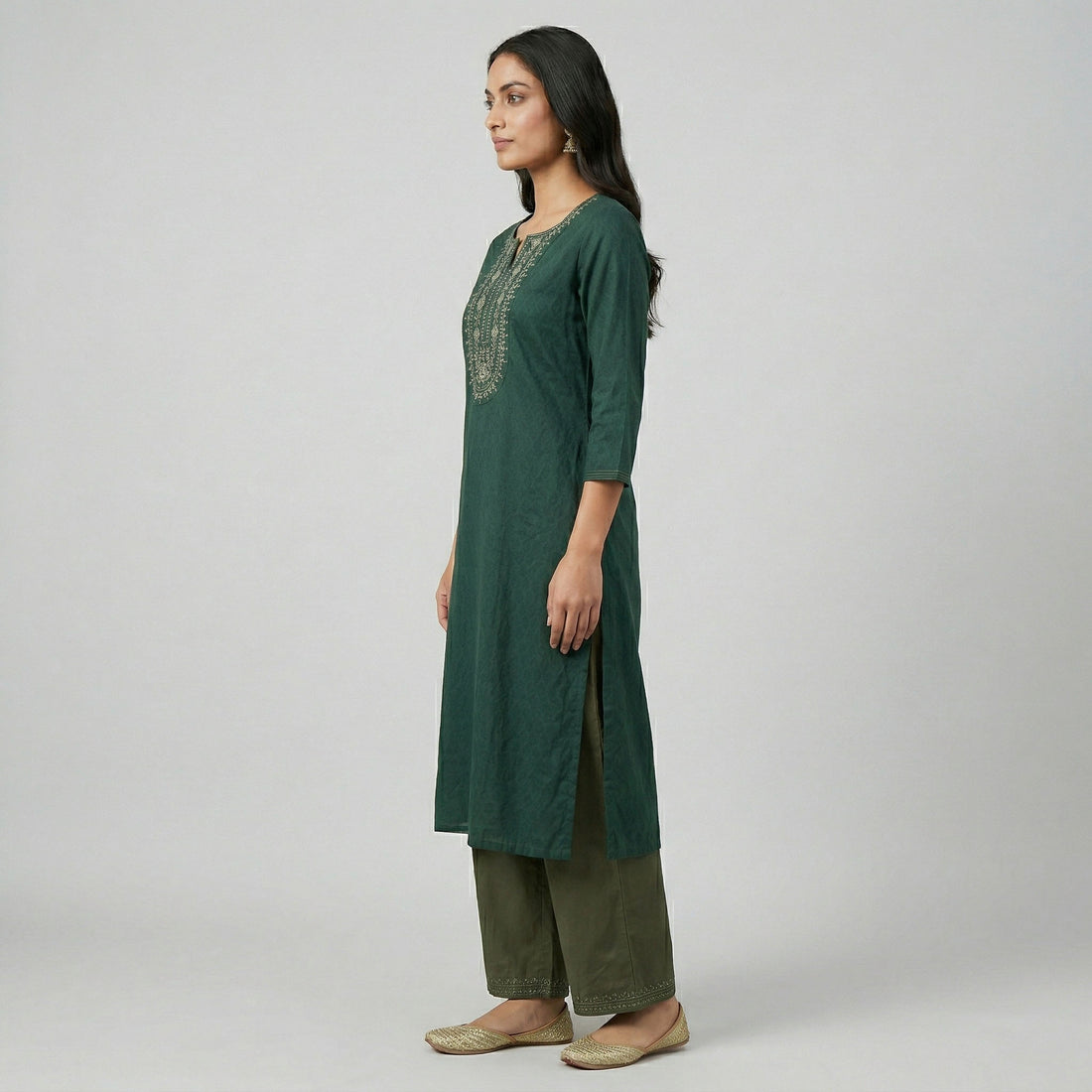 Cotton Embroidered Long Kurta