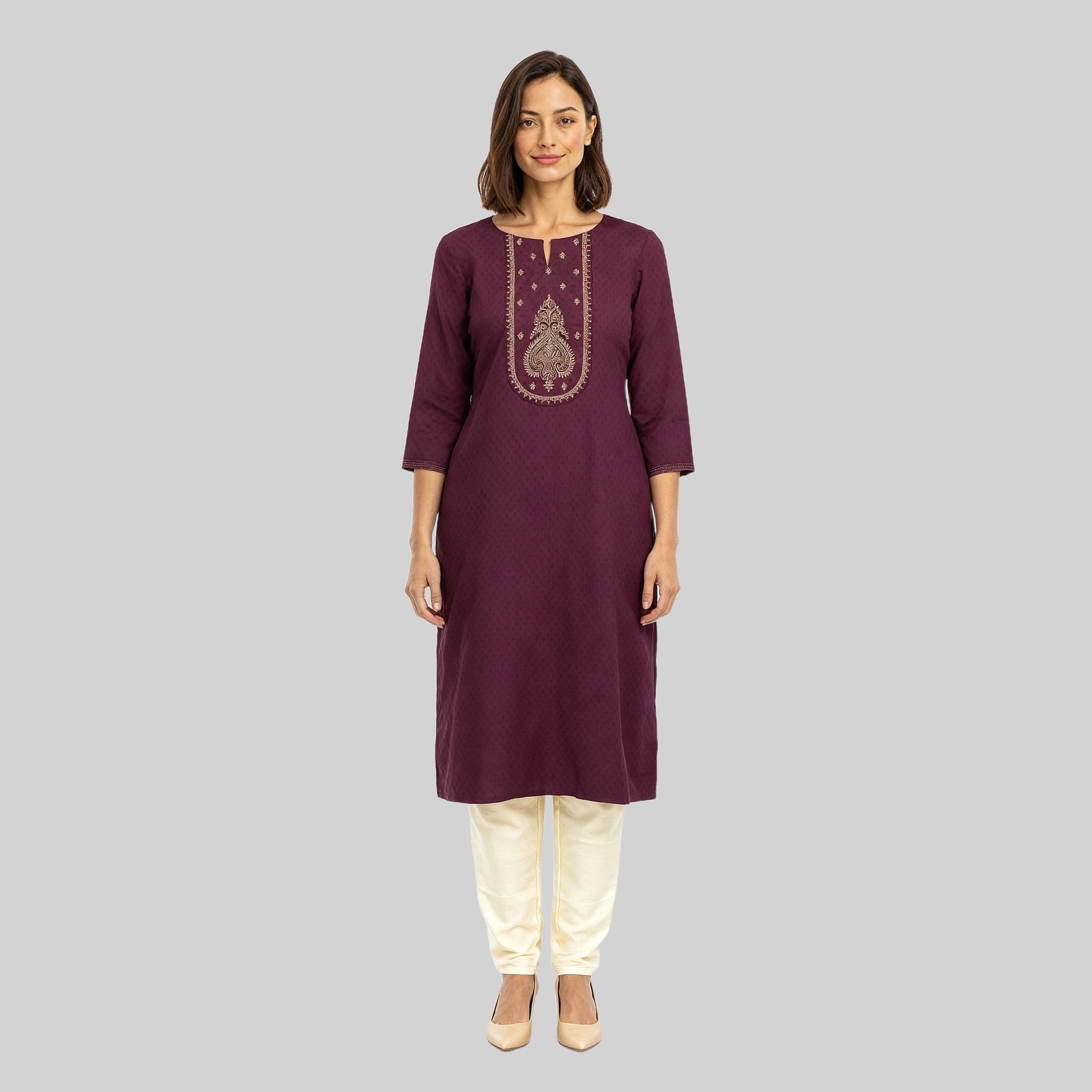 Embroidered Yoke Long Kurta
