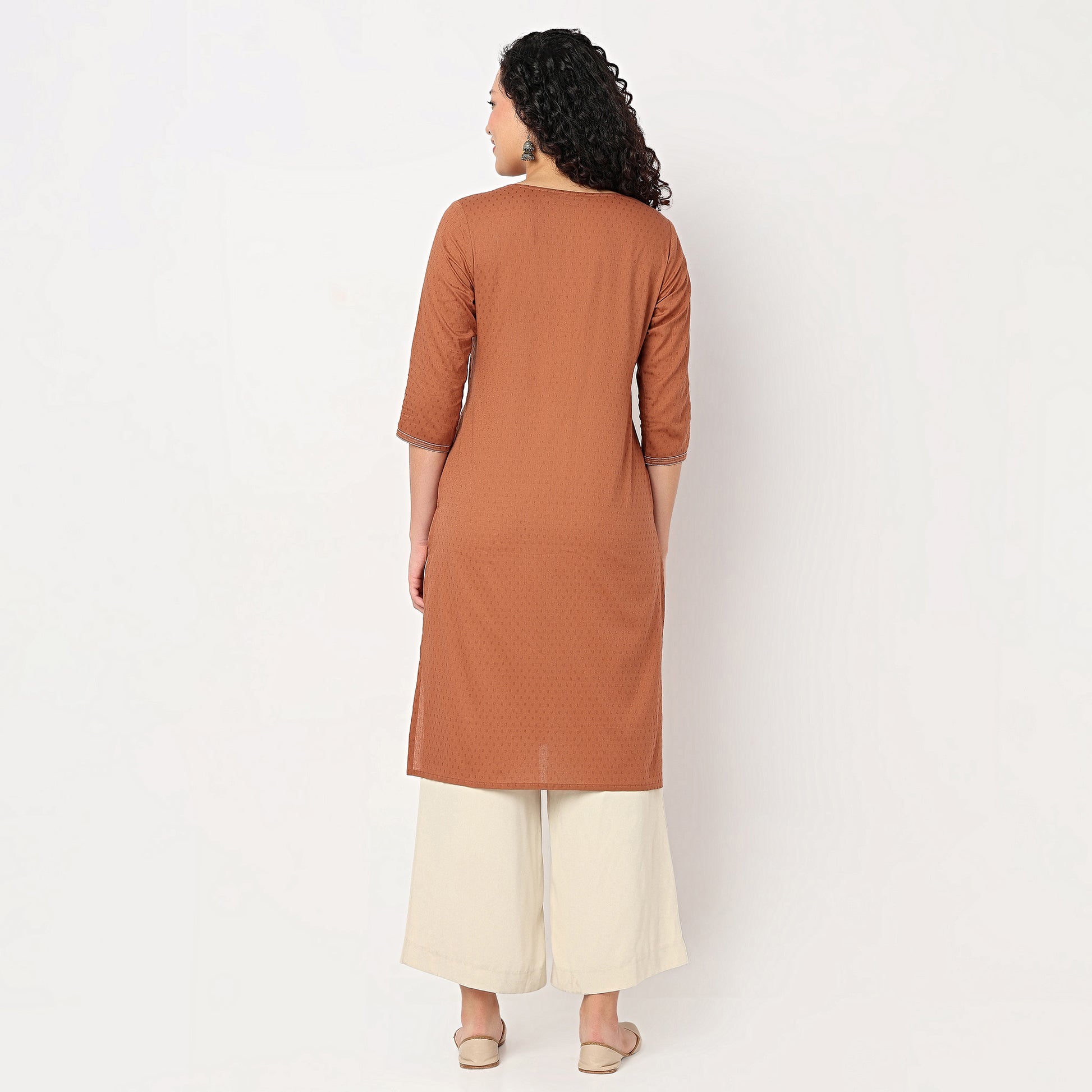 Embroidered Yoke Long Kurta