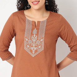Embroidered Yoke Long Kurta