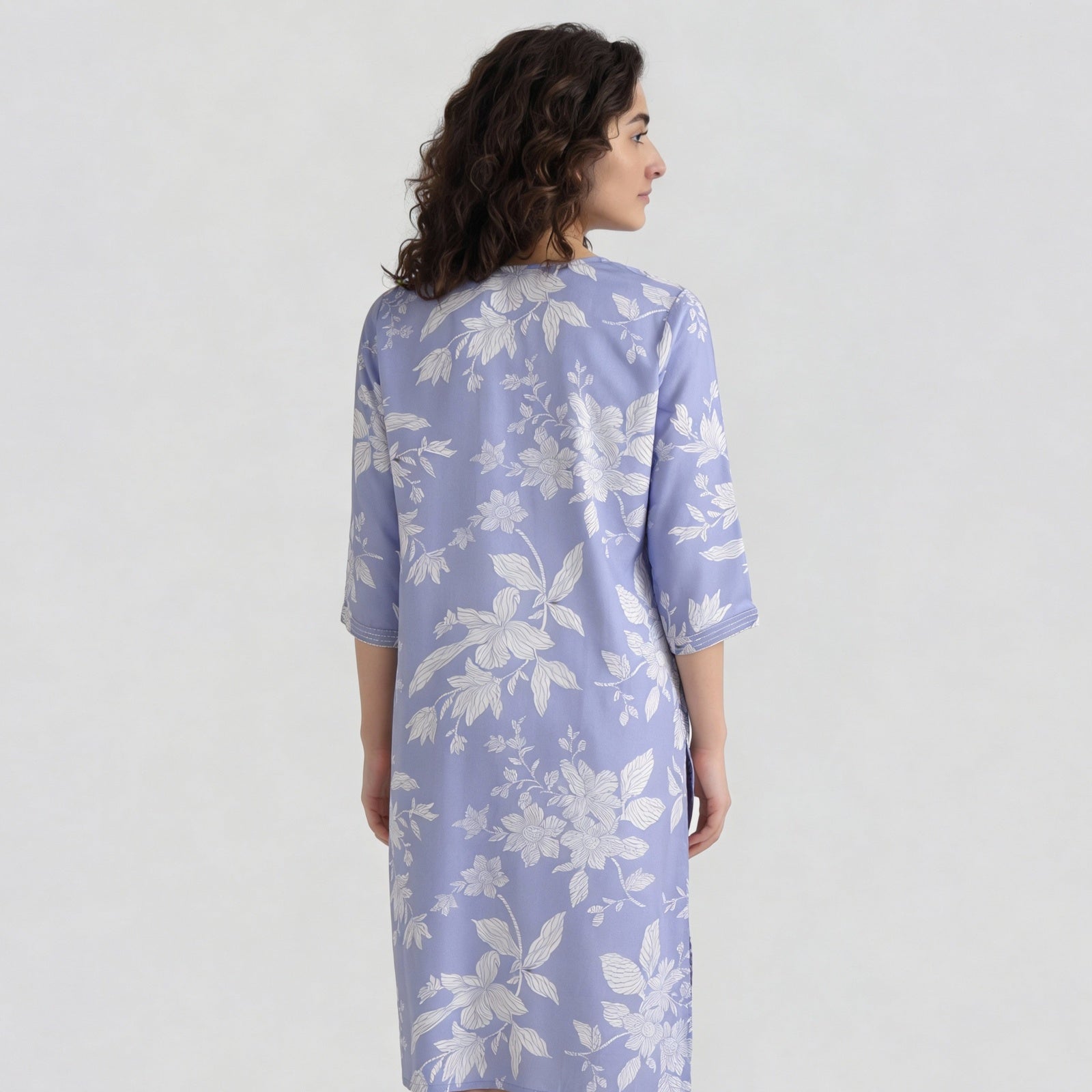 Rayon Printed Three-Fourth Sleeve Kurta