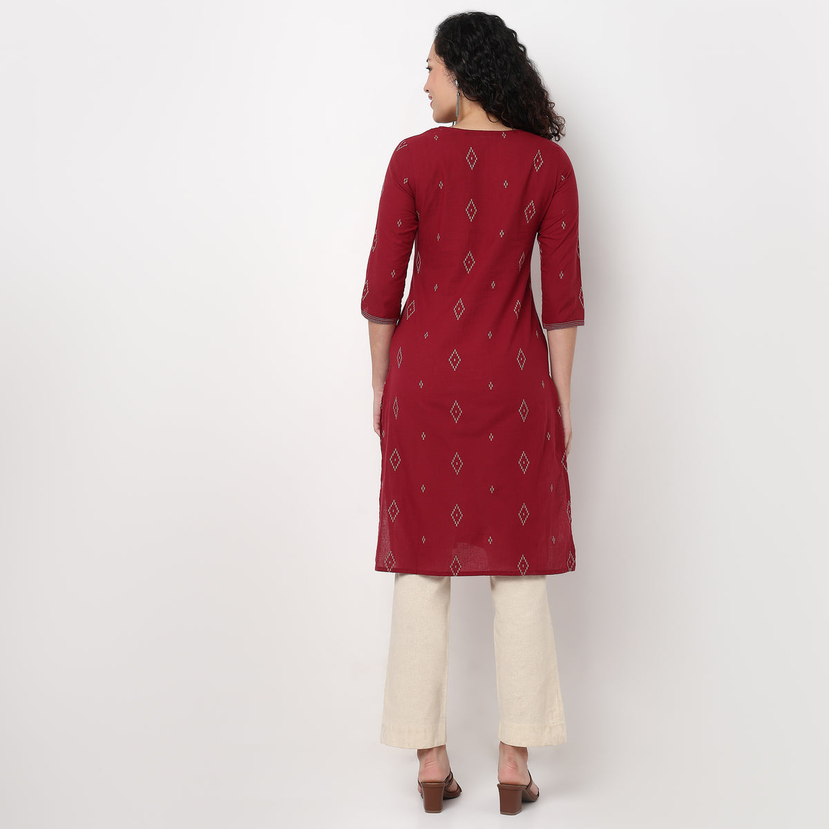 V-Neck With Couching and Gusset Long Kurta
