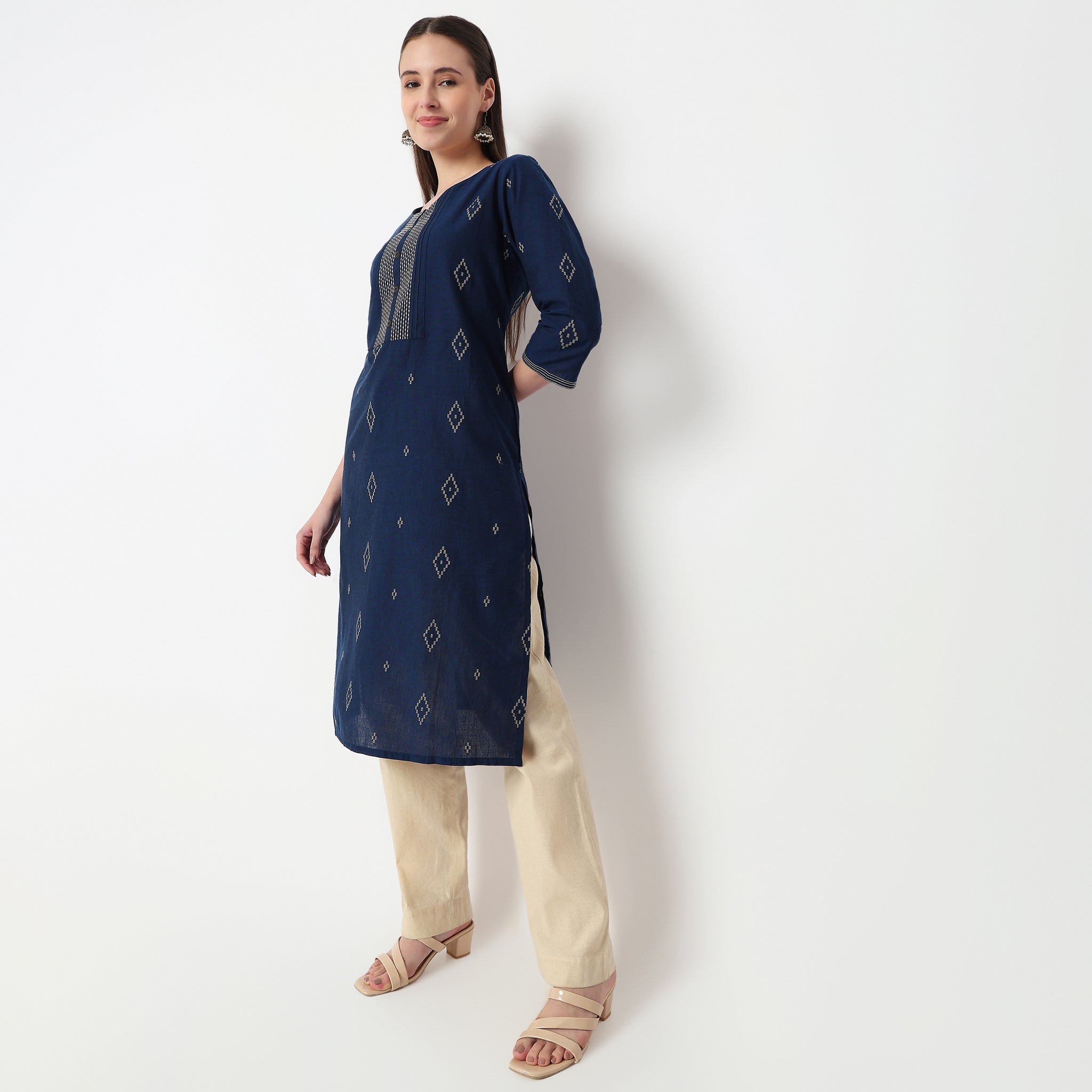 Embroidered Yoke Long Kurta