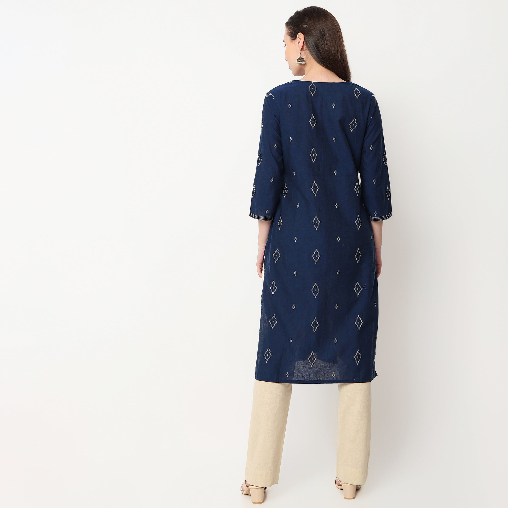 Embroidered Yoke Long Kurta