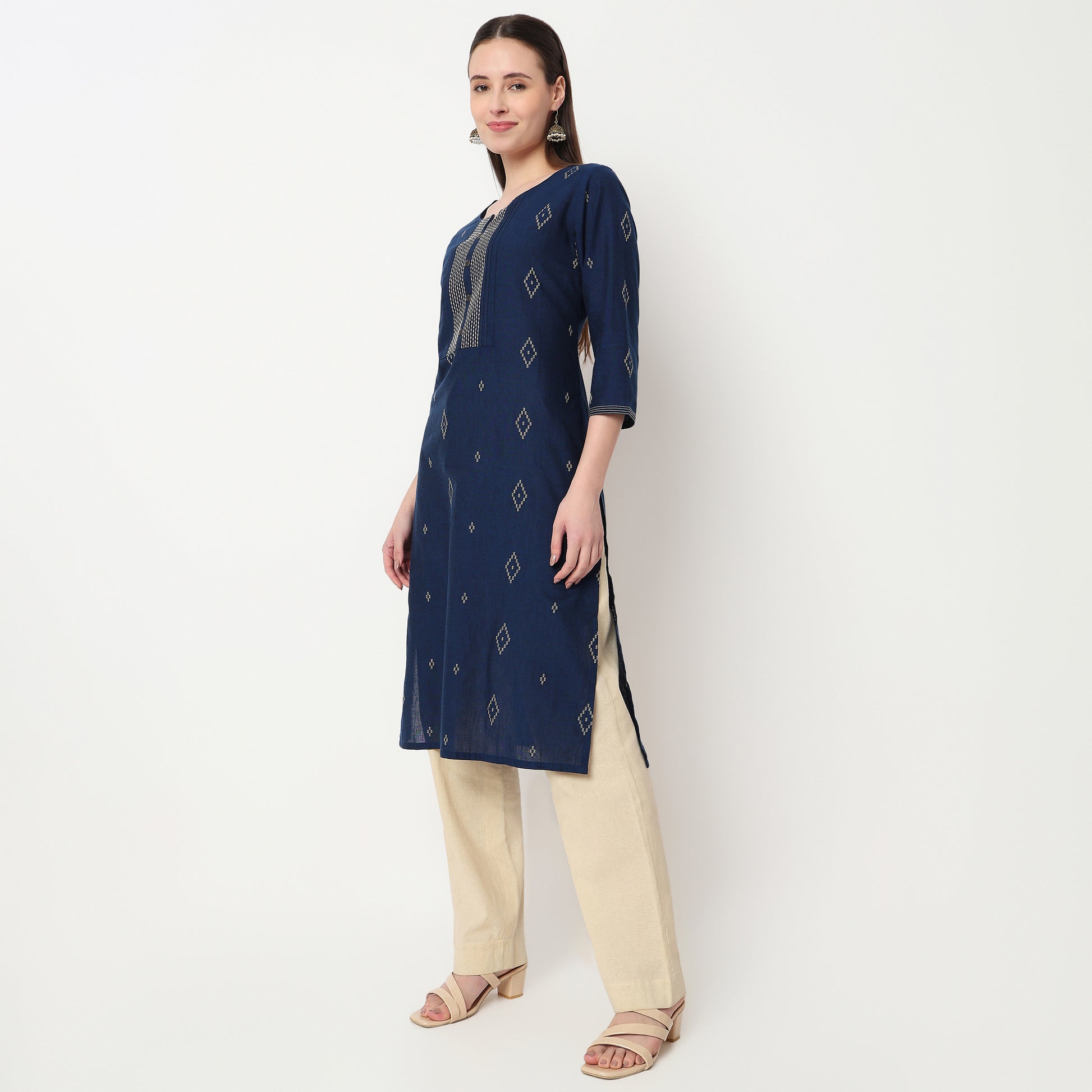 Embroidered Yoke Long Kurta