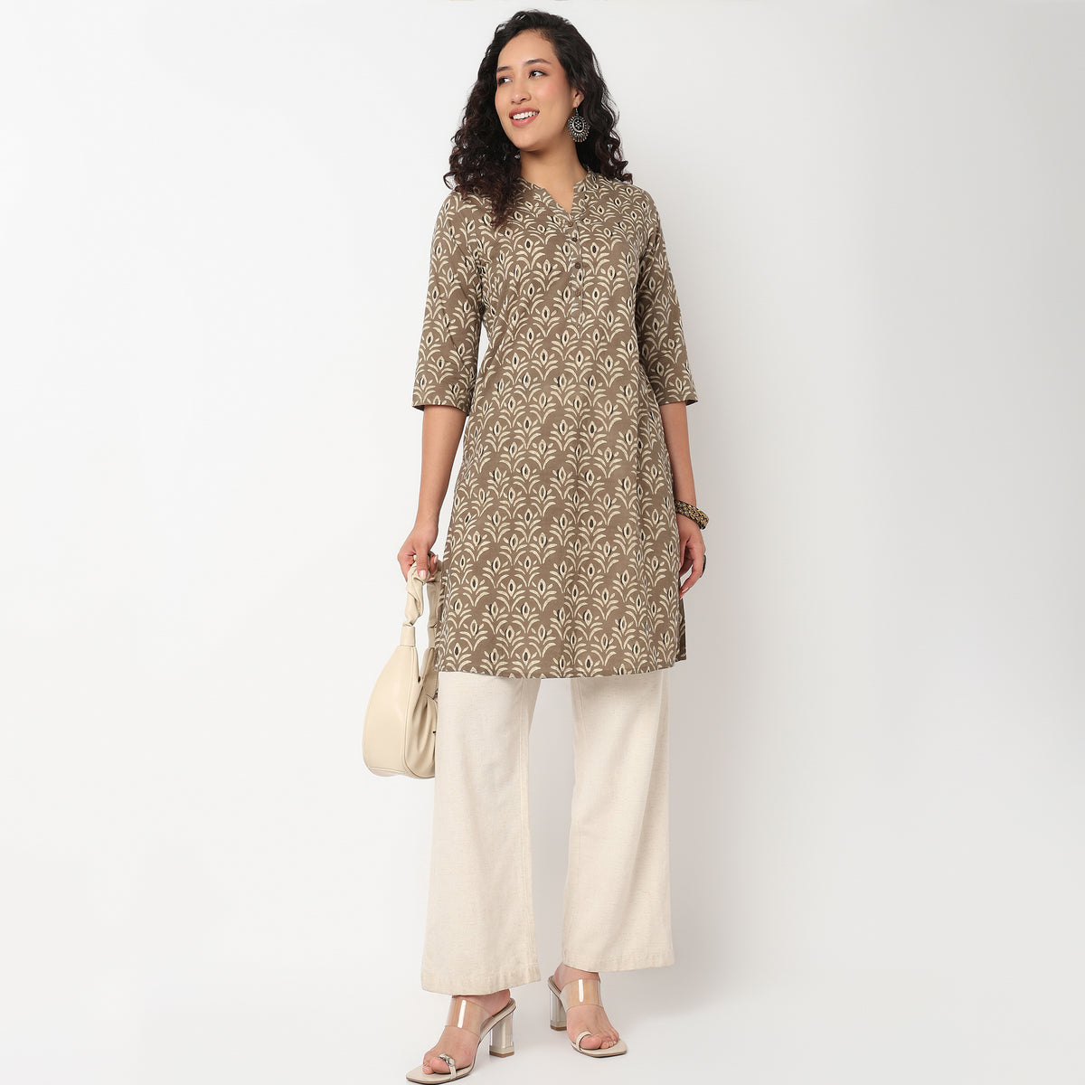 Half Placket Printed Kurta
