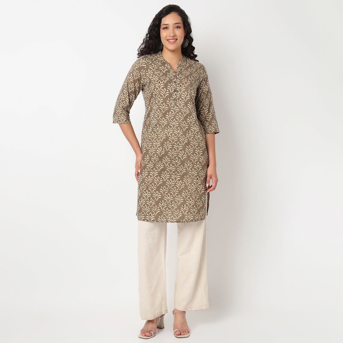 Half Placket Printed Kurta